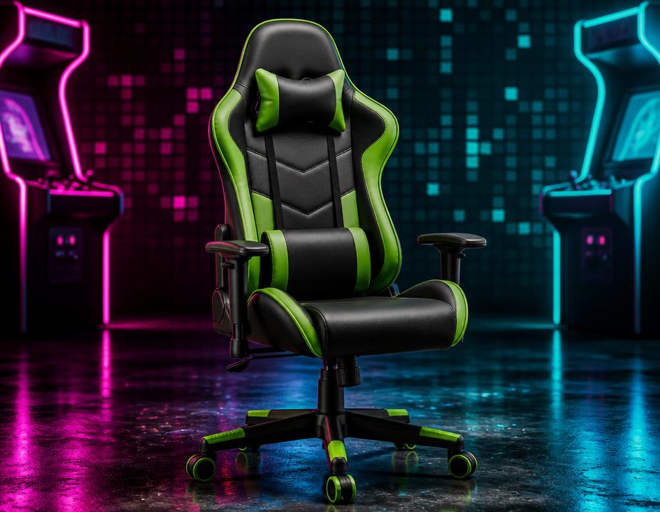 Black and green racing-style gaming chair